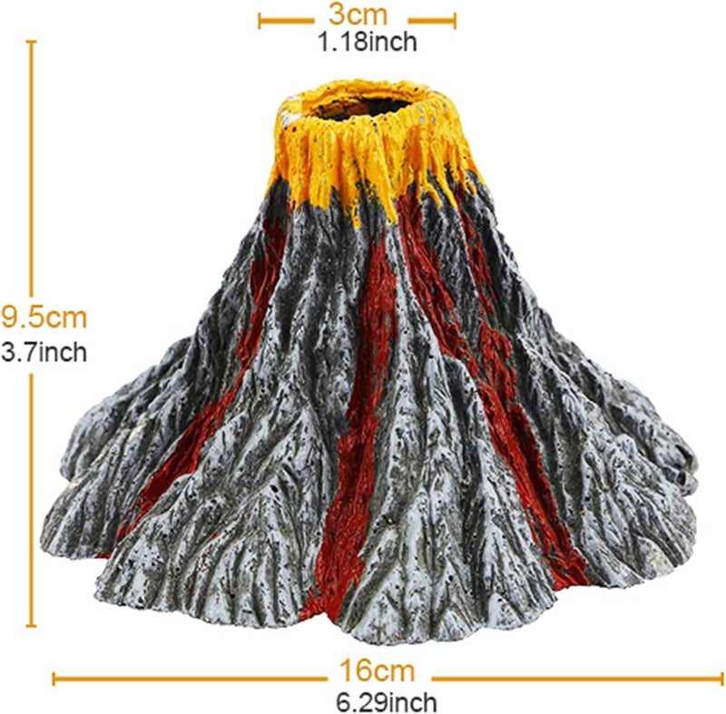 Moonorange Aquarium Air Bubbler Decoration Kit, Fish Tank Air Stone Set, Realistic Volcano Ornaments with Full Accessories. (Volcano Kit-L) - Image 2